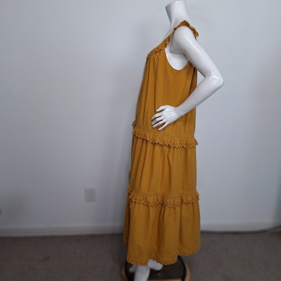 The Great "NEW" Mustard Feminine Cottagecore The Eyelet Bohemian Midi Dress *2=M - Picture 8 of 13